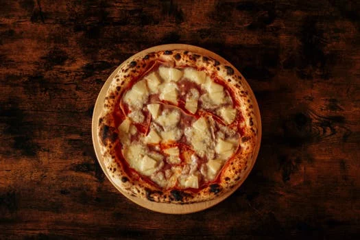 hawaiian pizza ham pineapple cheese tropical