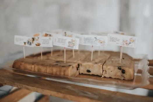 dessert tray with cakes and beverages for catering
